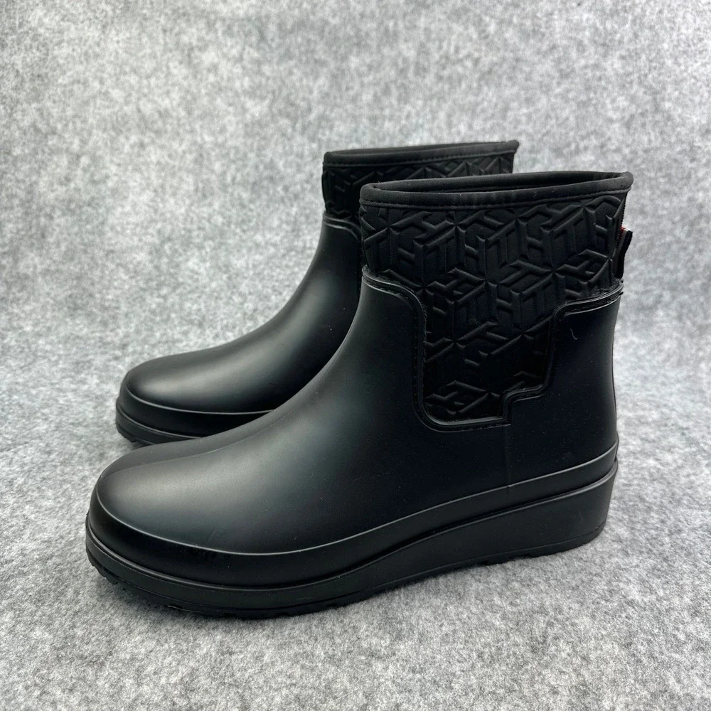 Tommy Hilfiger Benio Black Faux Fur Lined Rain Boots Womens 10M TWBENIO